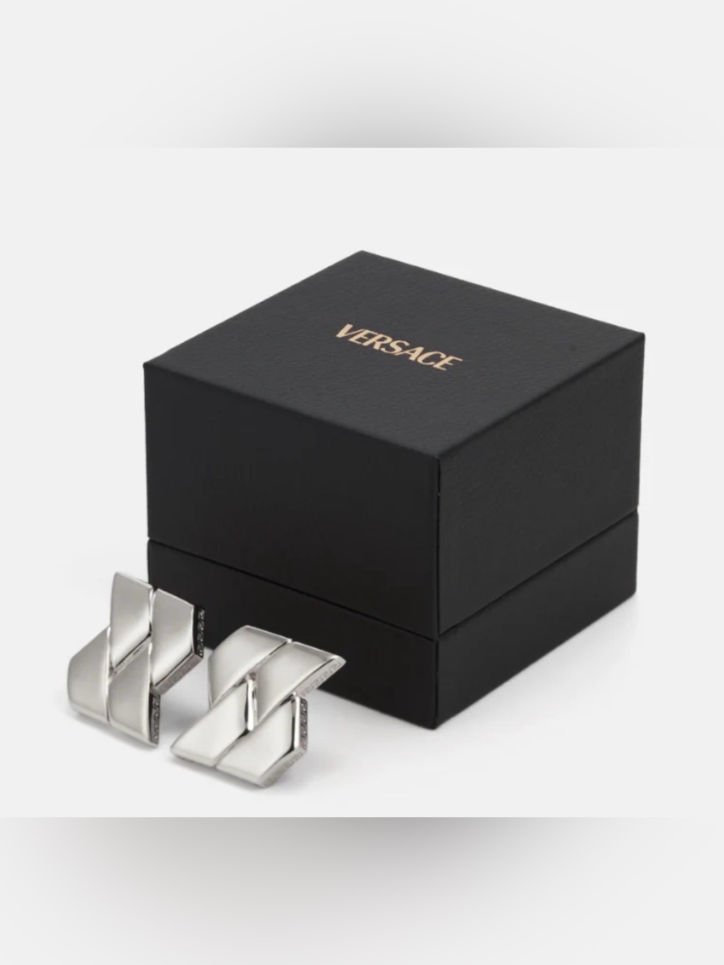 Versace Silver Greca Earrings Brand New